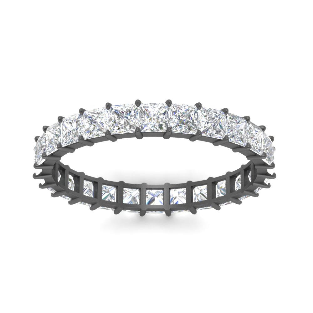 2 Carat Basket Set Square Diamond Full Black Band with 14K Black Gold White Diamond