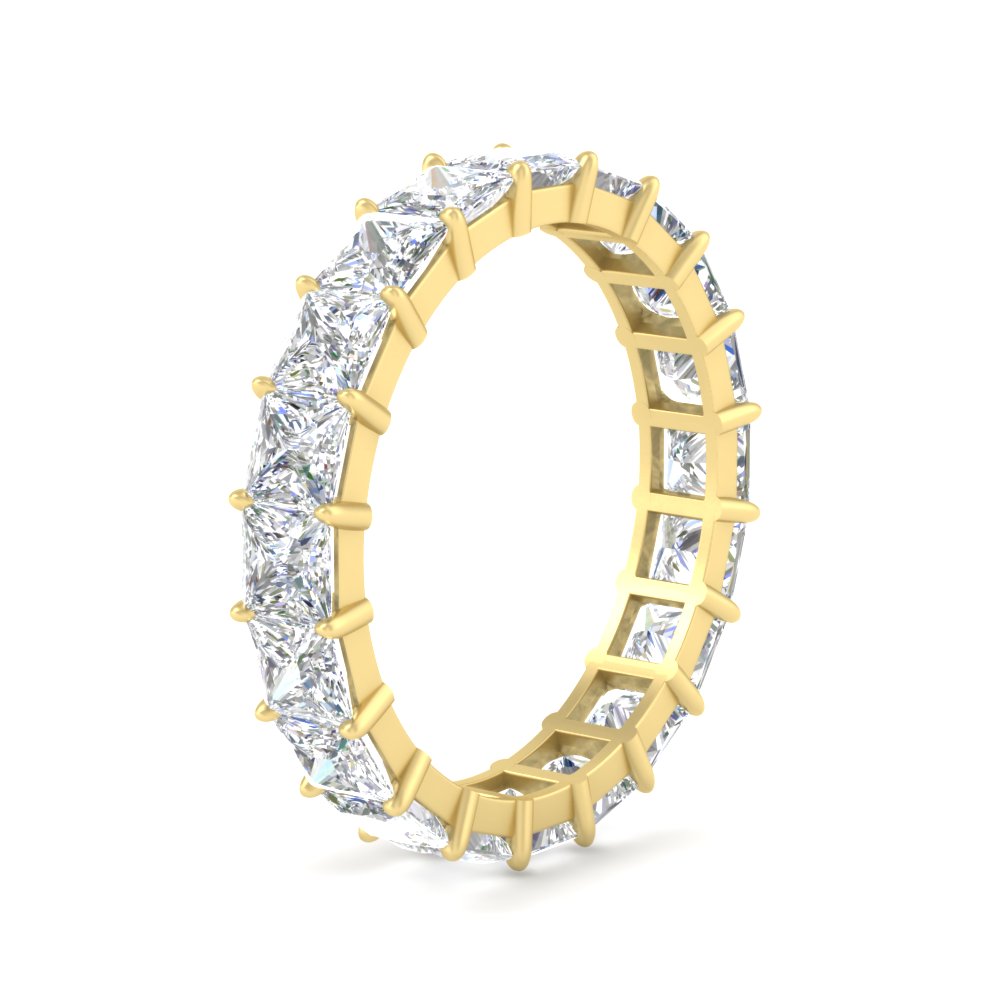 5 Carat Princess Cut Diamond Eternity Anniversary Band with 14K Yellow Gold White Diamond