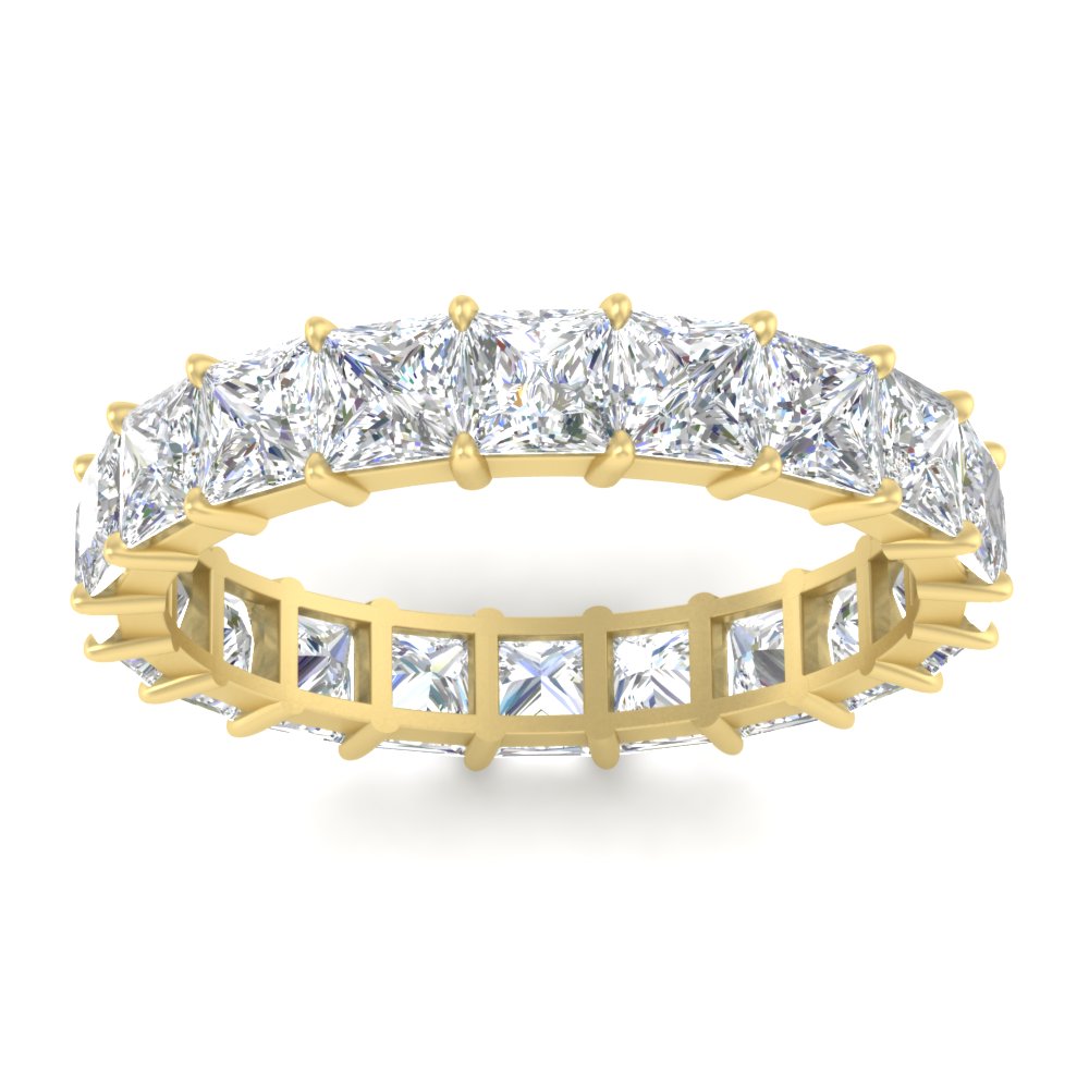 5 Carat Princess Cut Diamond Eternity Anniversary Band with 14K Yellow Gold White Diamond