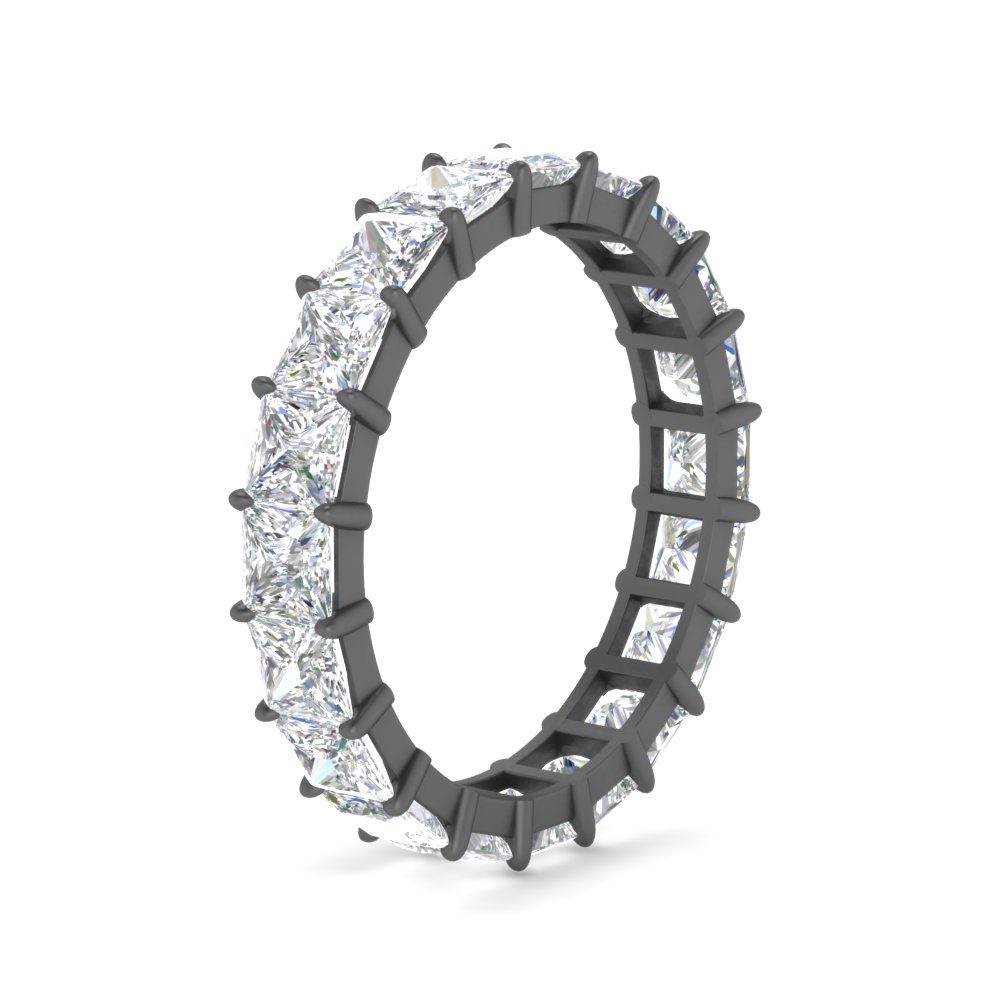 5 Carat Princess Cut Diamond Eternity Black Anniversary Band with 14K Black Gold White Diamond