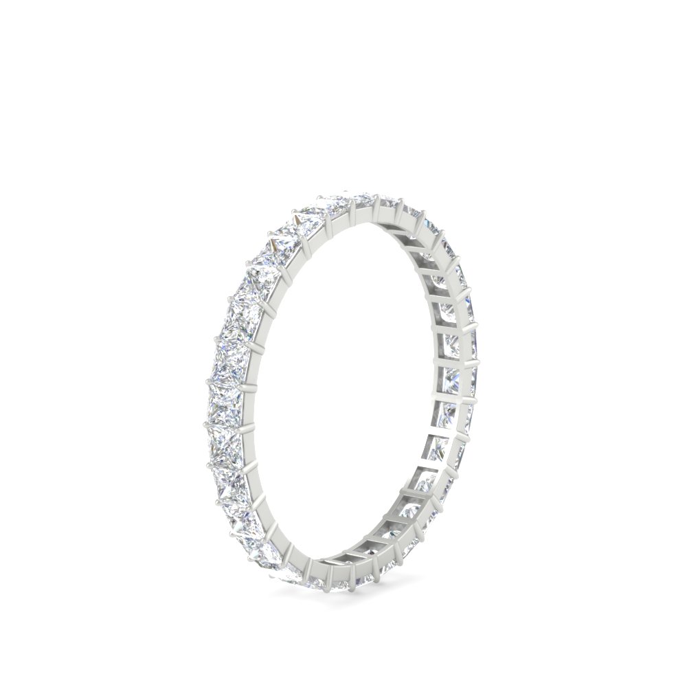 Classic Princess Cut 1 Carat Eternity Ring with 14K White Gold White Diamond