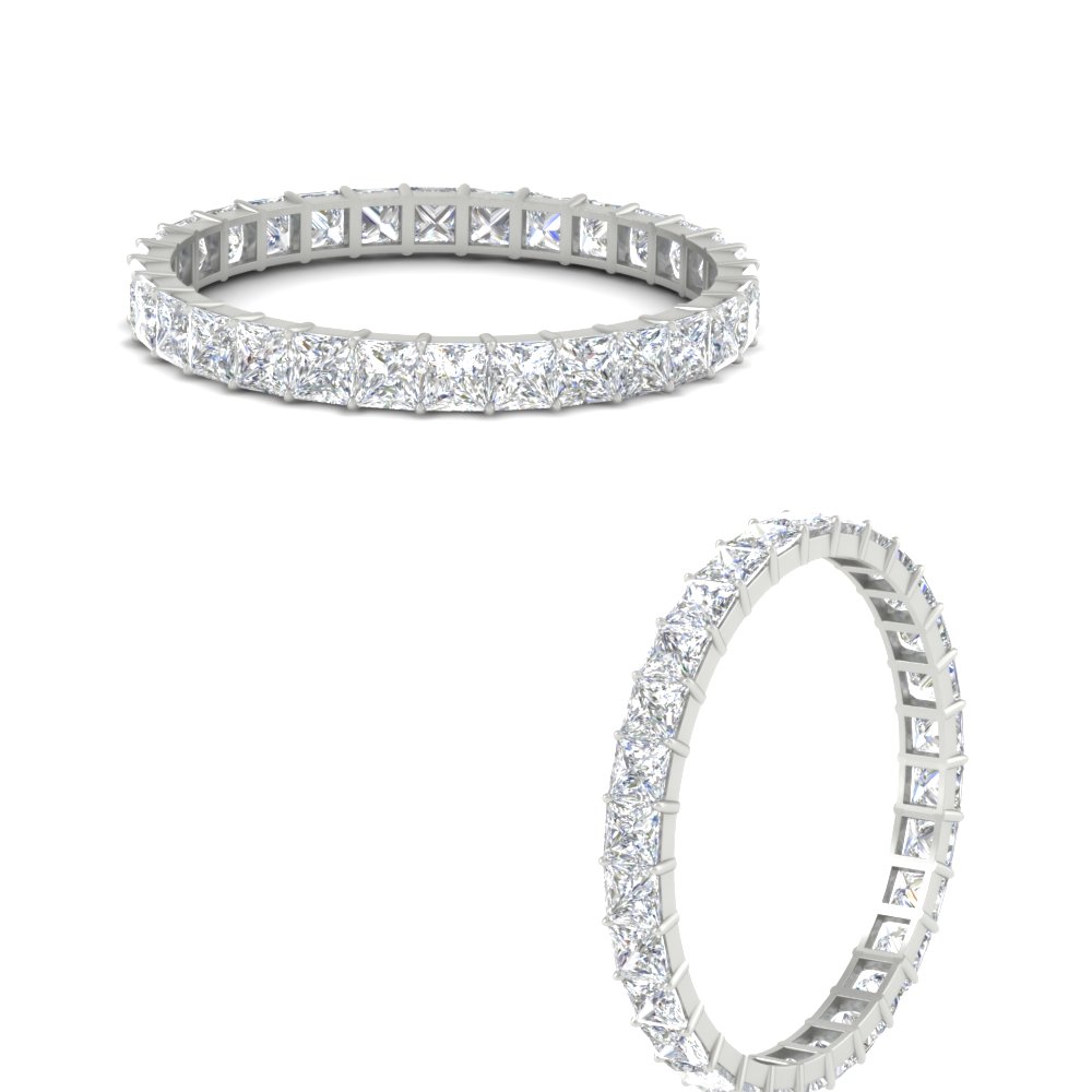 Classic Princess Cut 1 Carat Eternity Ring with 14K White Gold White Diamond