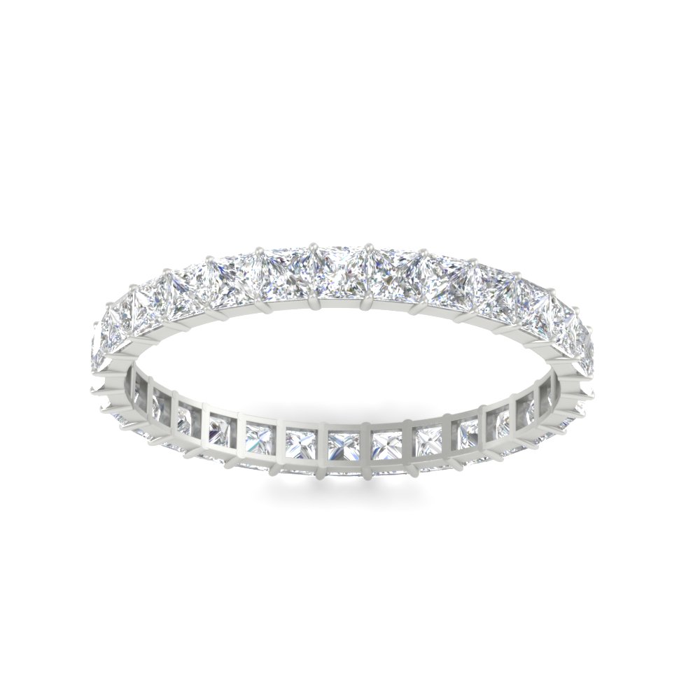 Classic Princess Cut 1 Carat Eternity Ring with 14K White Gold White Diamond