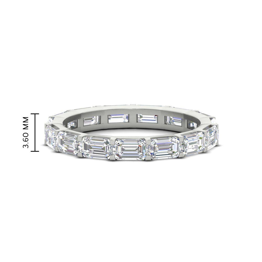 Emerald Cut East West Eternity Diamond Band 5 Carat with 14K White Gold White Diamond