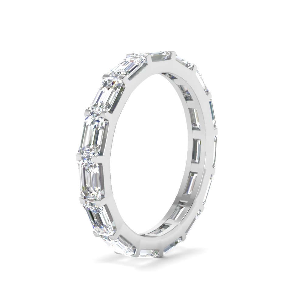 Emerald Cut East West Eternity Diamond Band 5 Carat with 14K White Gold White Diamond