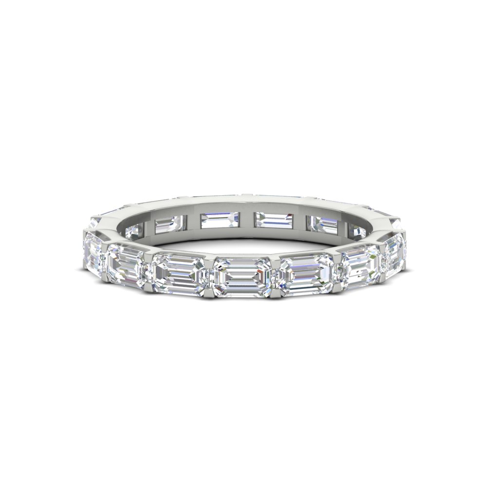 Emerald Cut East West Eternity Diamond Band 5 Carat with 14K White Gold White Diamond