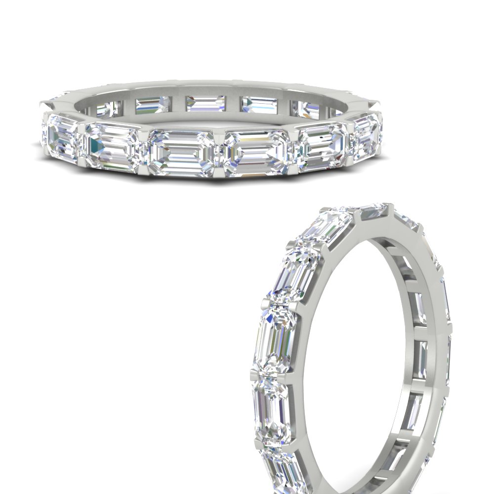Emerald Cut East West Eternity Diamond Band 5 Carat with 14K White Gold White Diamond