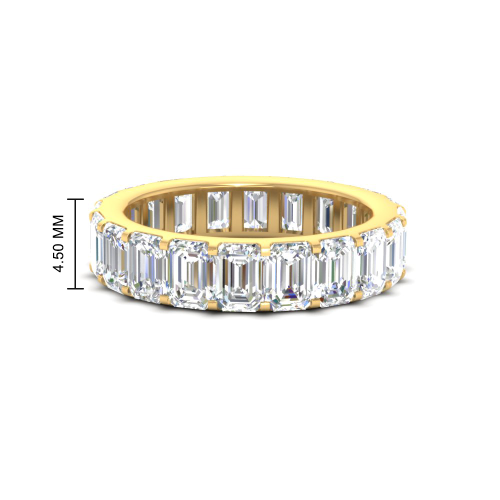 5 Carat Classic Emerald Cut Eternity Ring with 14K Yellow Gold White Diamond