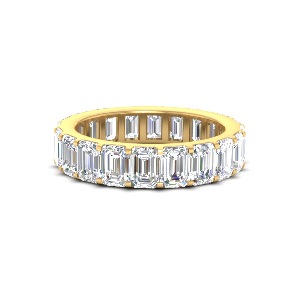 5 Carat Classic Emerald Cut Eternity Ring with 14K Yellow Gold White Diamond