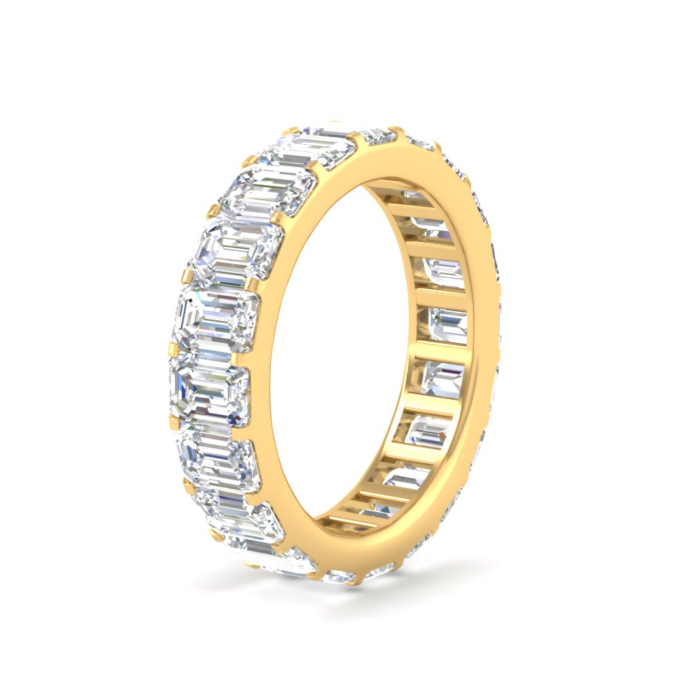 5 Carat Classic Emerald Cut Eternity Ring with 14K Yellow Gold White Diamond