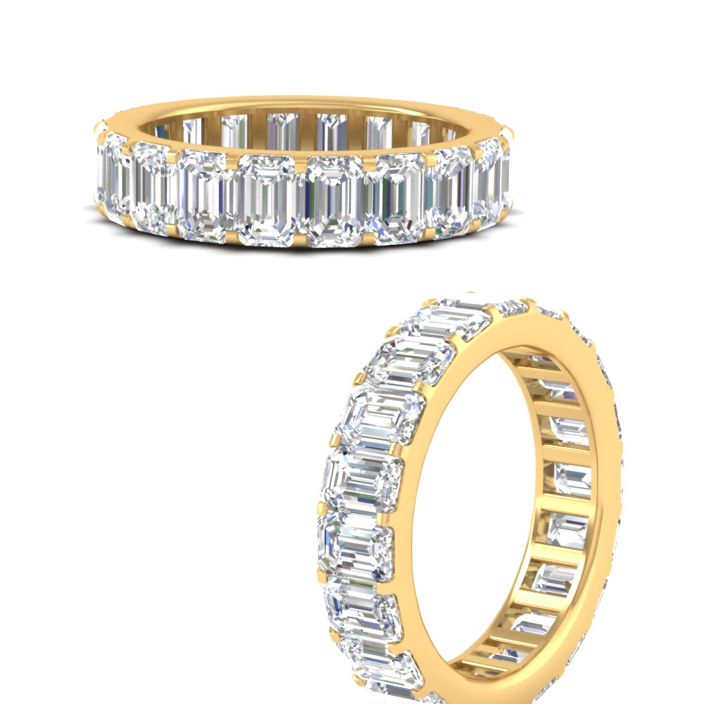 5 Carat Classic Emerald Cut Eternity Ring with 14K Yellow Gold White Diamond