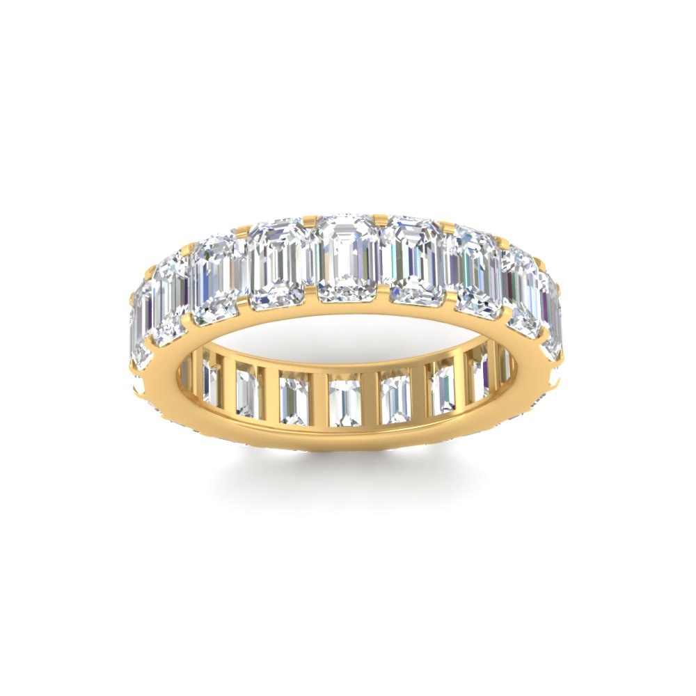5 Carat Classic Emerald Cut Eternity Ring with 14K Yellow Gold White Diamond