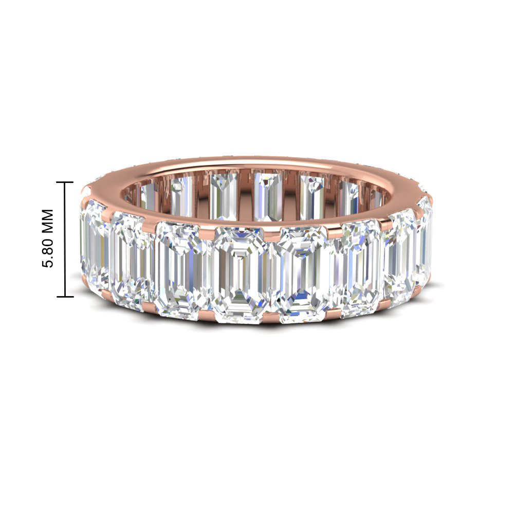 7 Carat Emerald Cut Eternity Band with 14K Rose Gold White Diamond