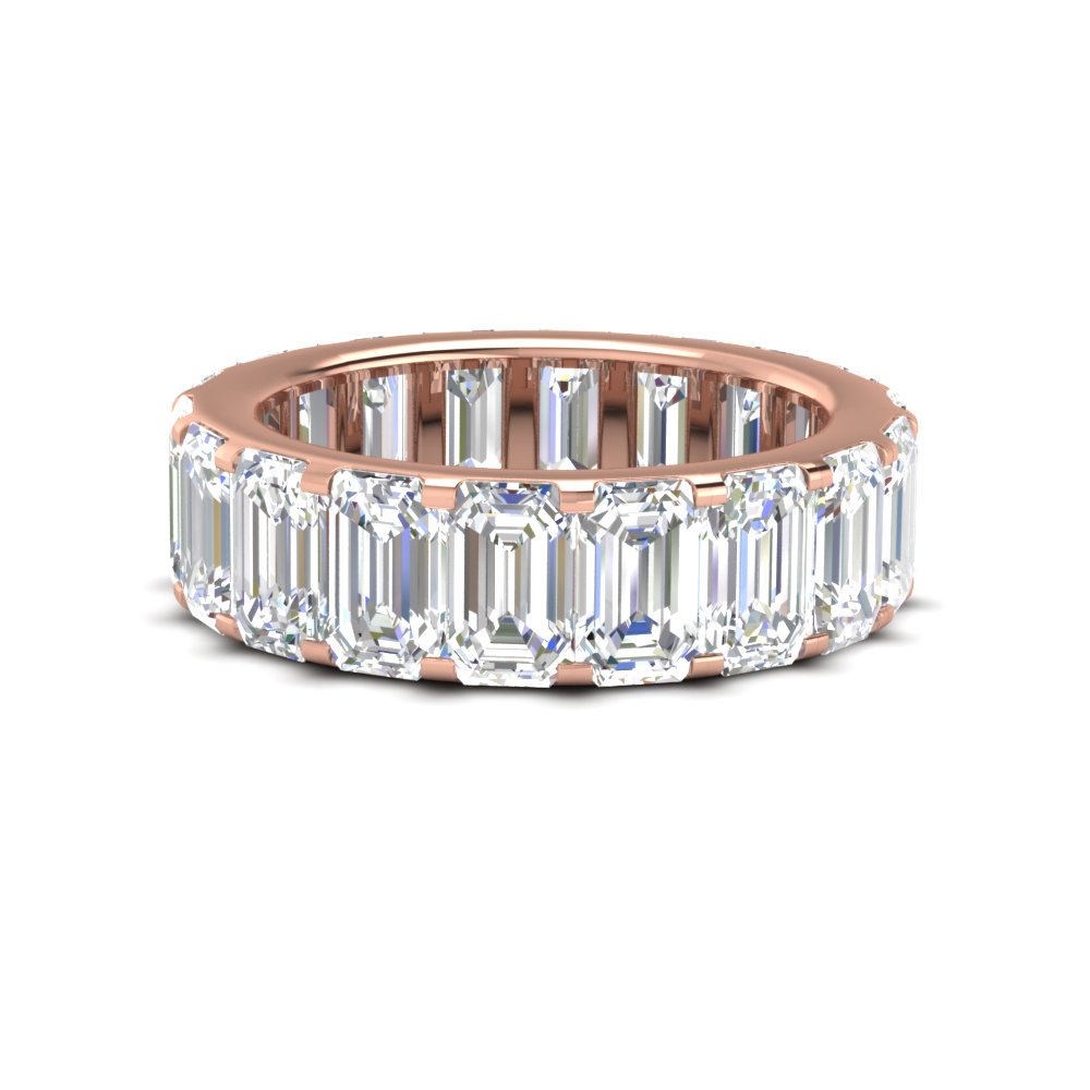 7 Carat Emerald Cut Eternity Band with 14K Rose Gold White Diamond