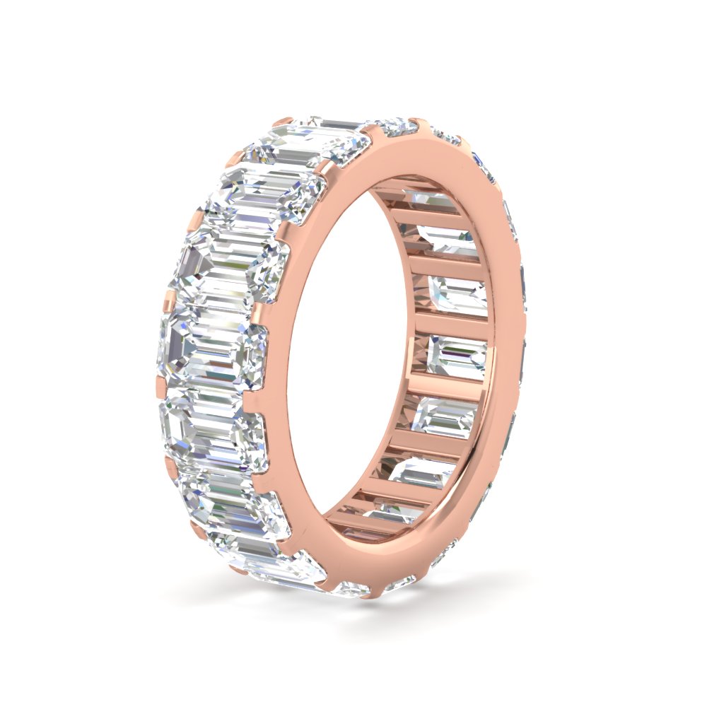 7 Carat Emerald Cut Eternity Band with 14K Rose Gold White Diamond