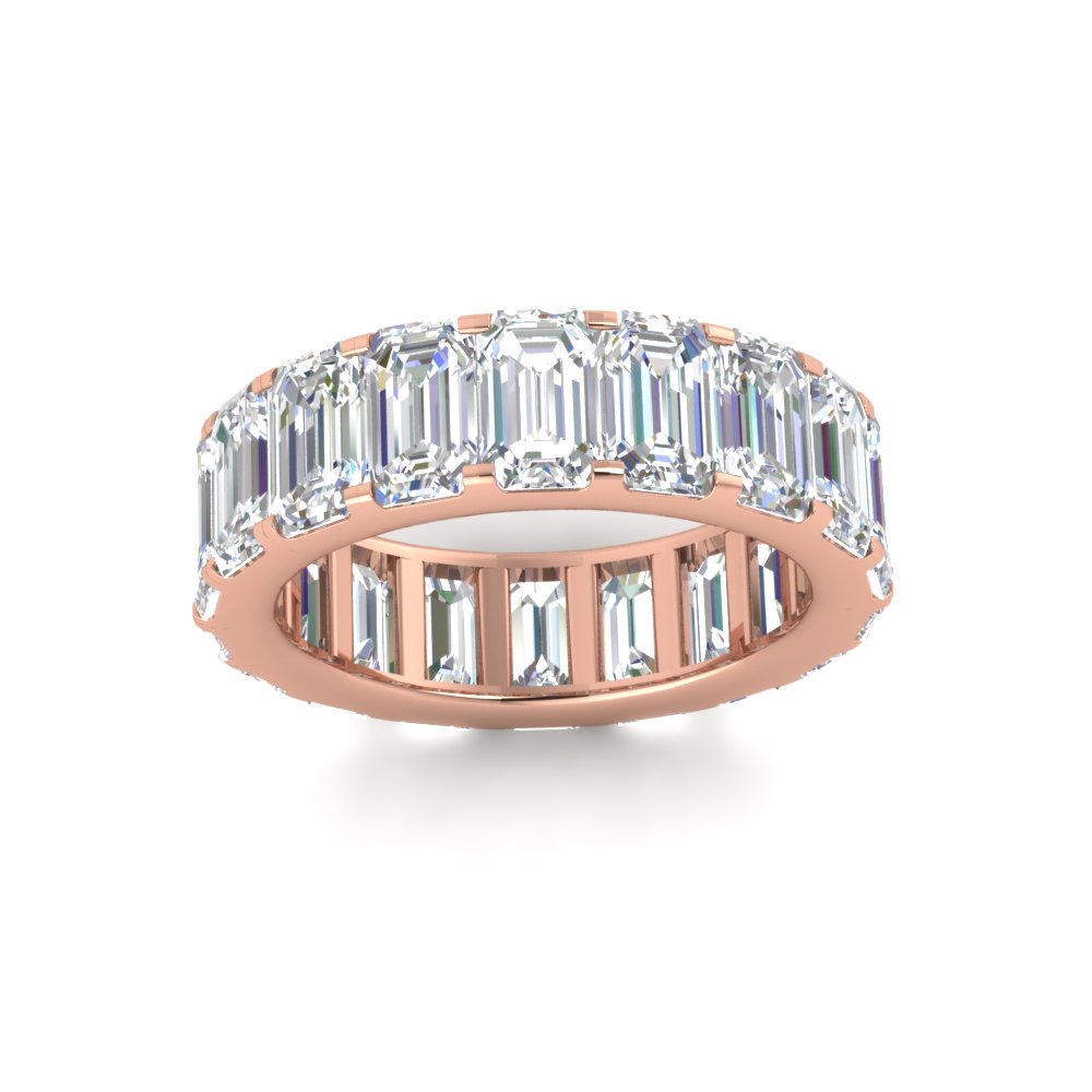 7 Carat Emerald Cut Eternity Band with 14K Rose Gold White Diamond