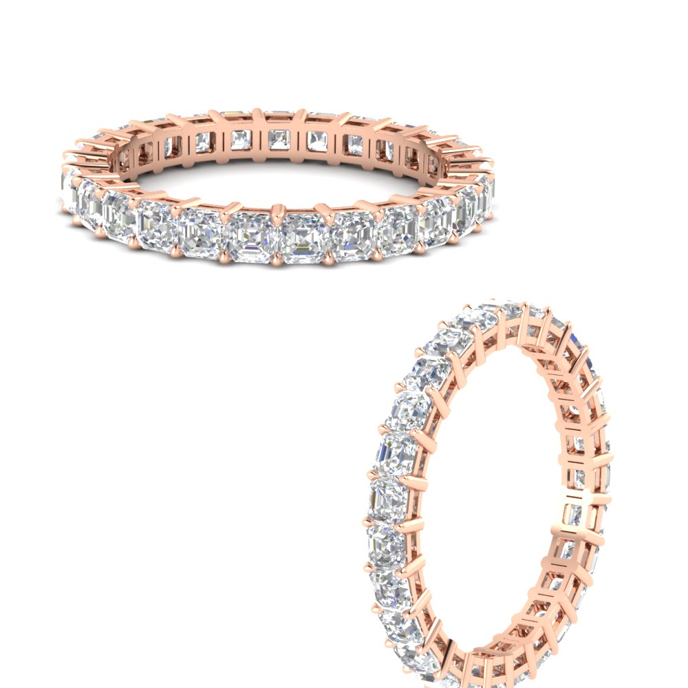 asscher cut 3 carat eternity diamond wedding band in FDEWB8321ASANGLE3 3.00CT NL RG