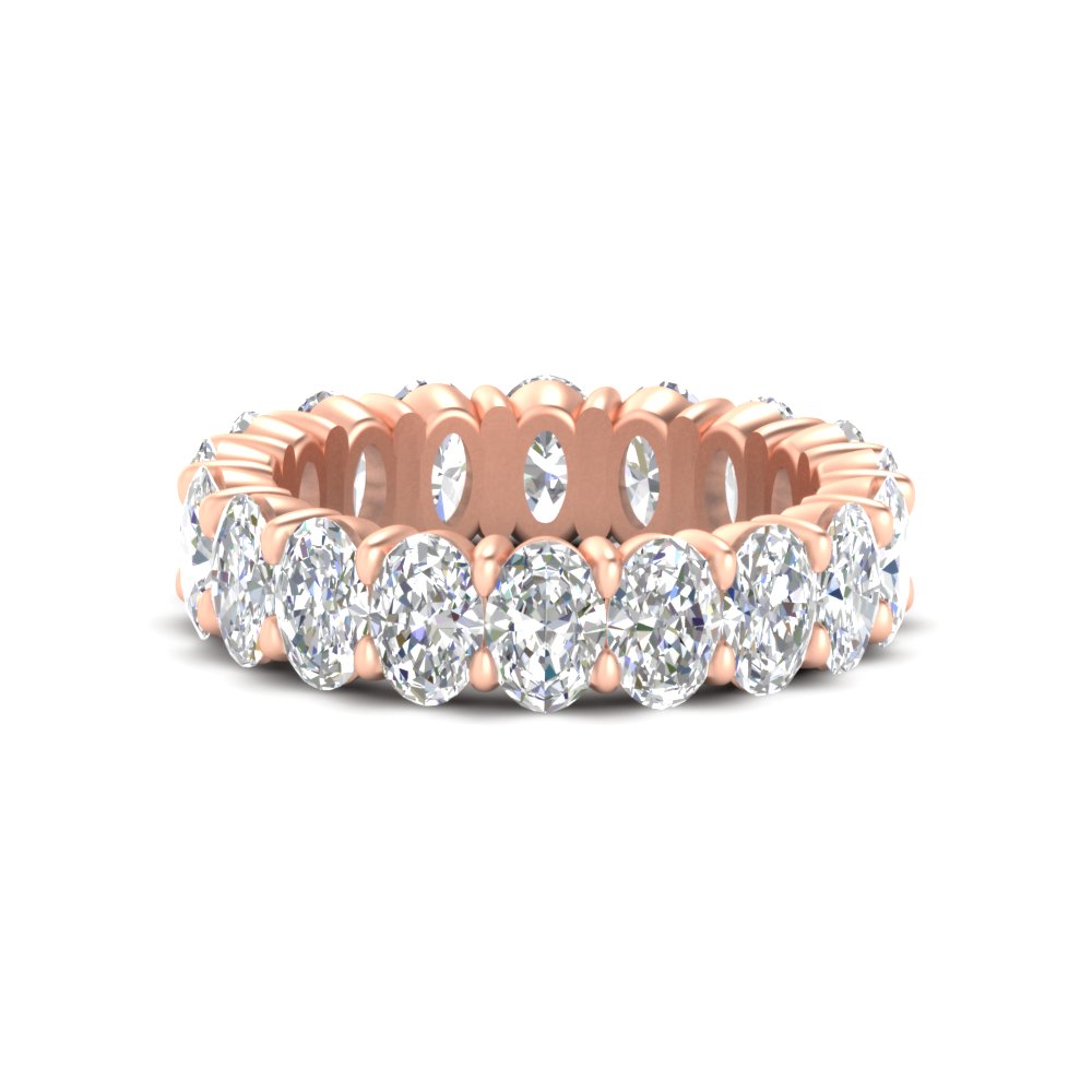 5 Carat Eternity Band Oval Diamonds with 14K Rose Gold White Diamond