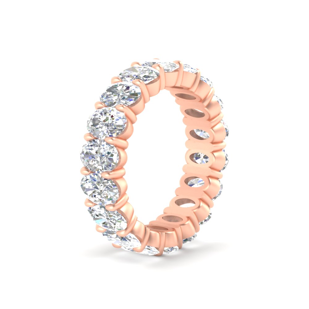 5 Carat Eternity Band Oval Diamonds with 14K Rose Gold White Diamond