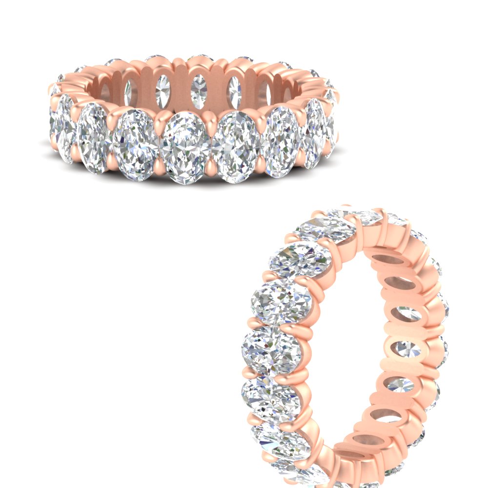 5 Carat Eternity Band Oval Diamonds with 14K Rose Gold White Diamond