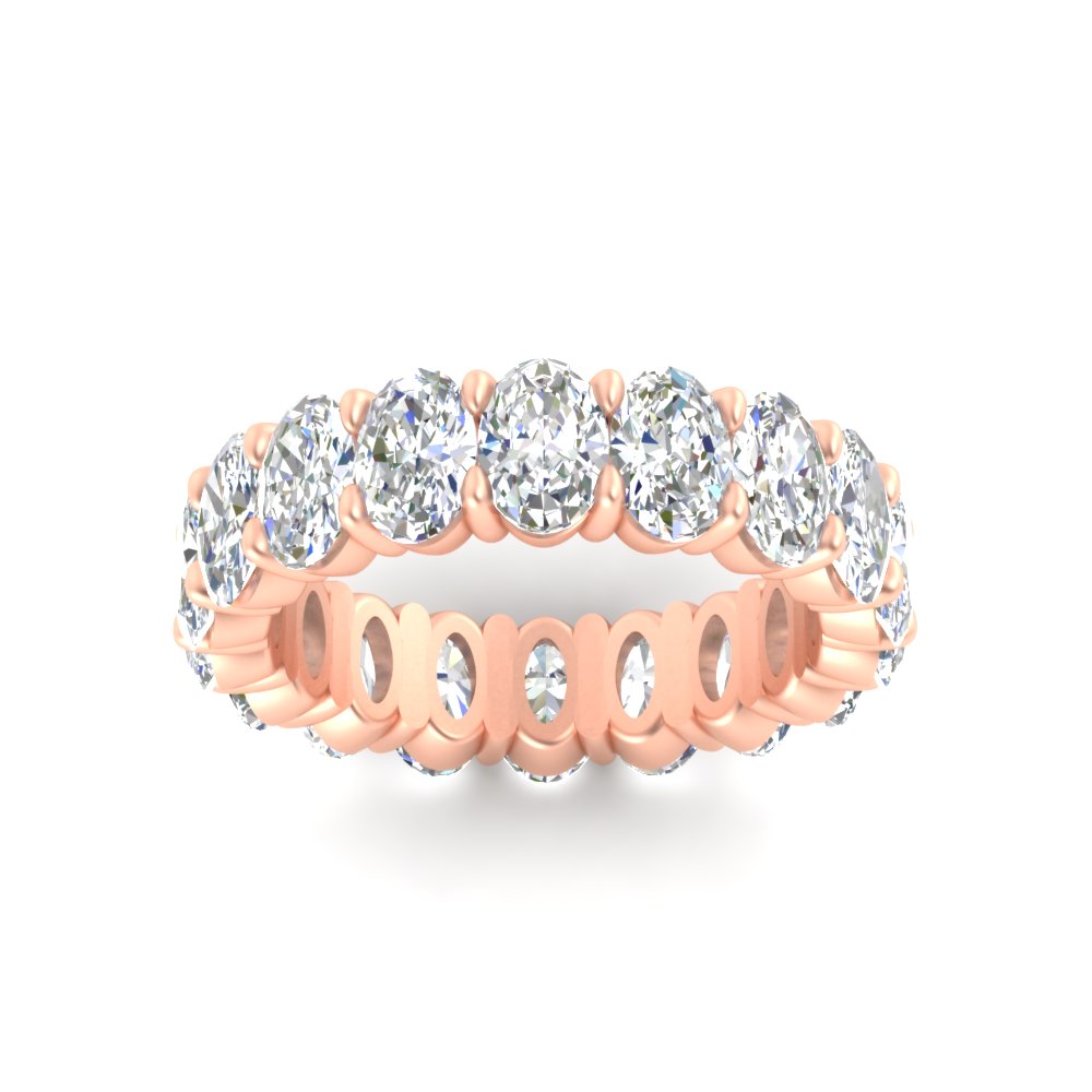 5 Carat Eternity Band Oval Diamonds with 14K Rose Gold White Diamond