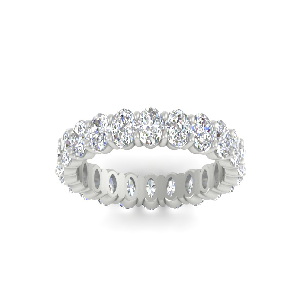Oval Diamond Full 3 Carat Anniversary Band with 14K White Gold White Diamond