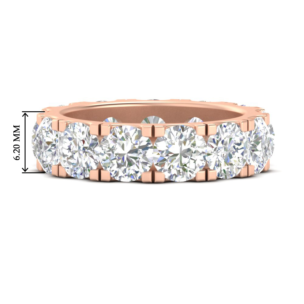 10 Carat Double Prong Round Diamond Eternity Band with 14K Rose Gold White Diamond