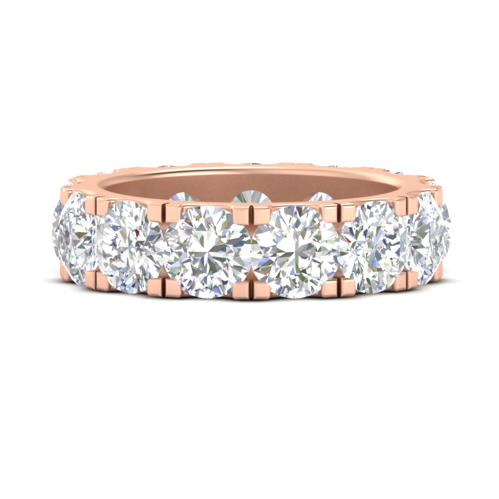 10 Carat Double Prong Round Diamond Eternity Band with 14K Rose Gold White Diamond