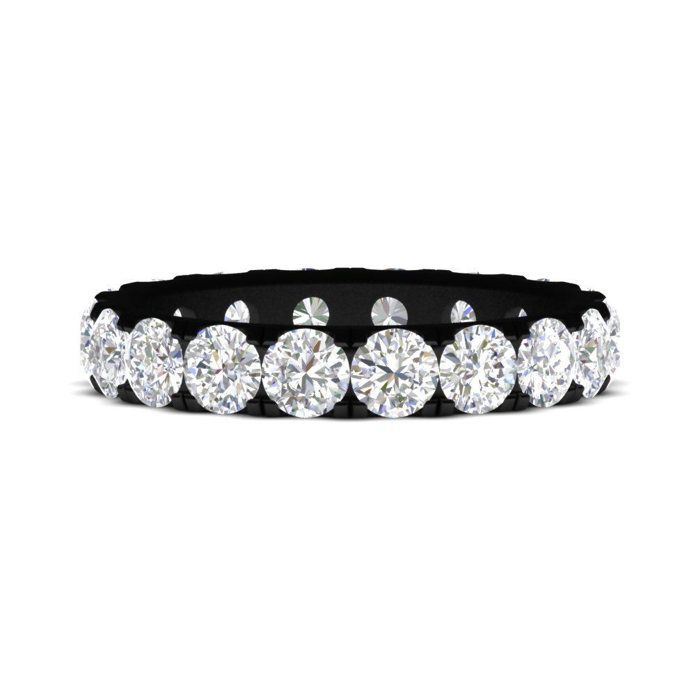 2.50 Ct. Diamond Double Prong Eternity Black Wedding Band with 14K Black Gold White Diamond