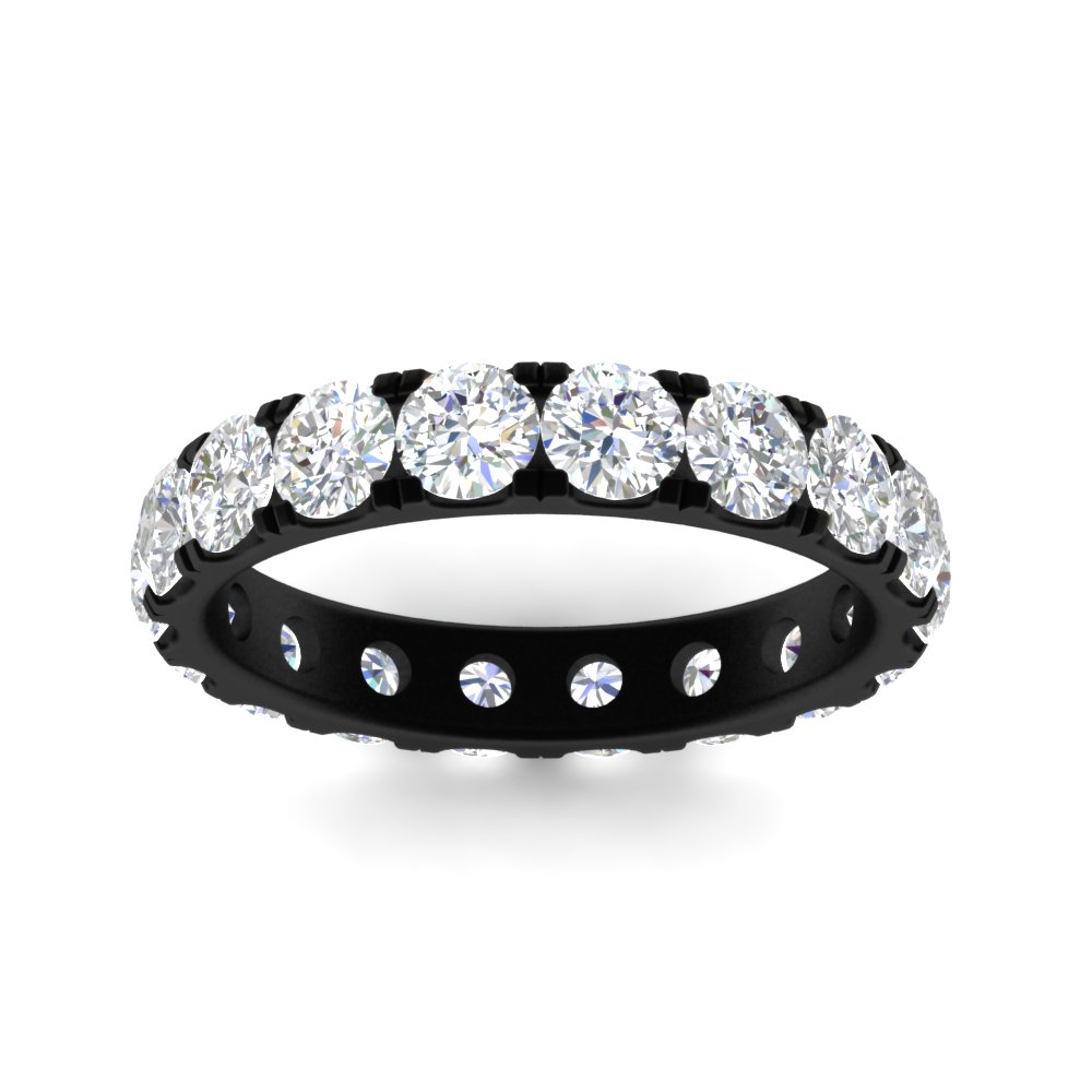 2.50 Ct. Diamond Double Prong Eternity Black Wedding Band with 14K Black Gold White Diamond