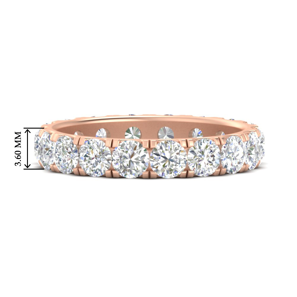 2.50 Ct. Diamond Double Prong Eternity Wedding Band with 14K Rose Gold White Diamond