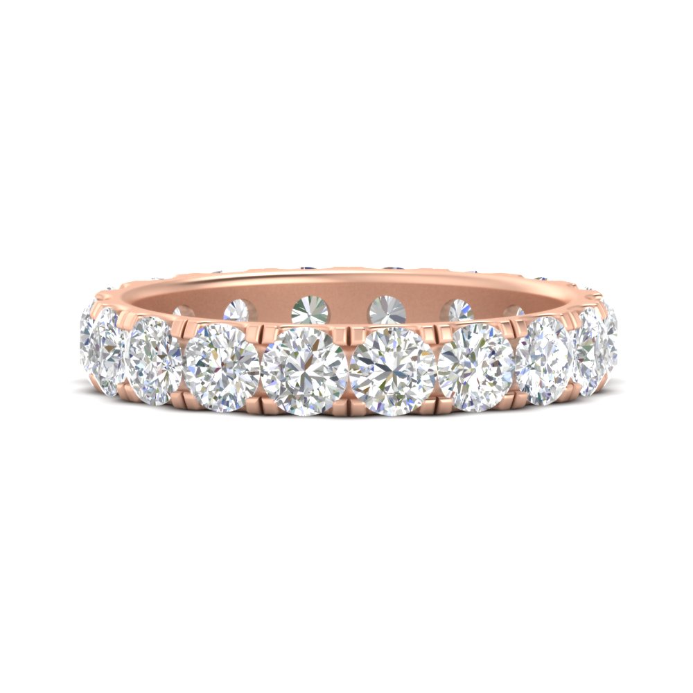2.50 Ct. Diamond Double Prong Eternity Wedding Band with 14K Rose Gold White Diamond