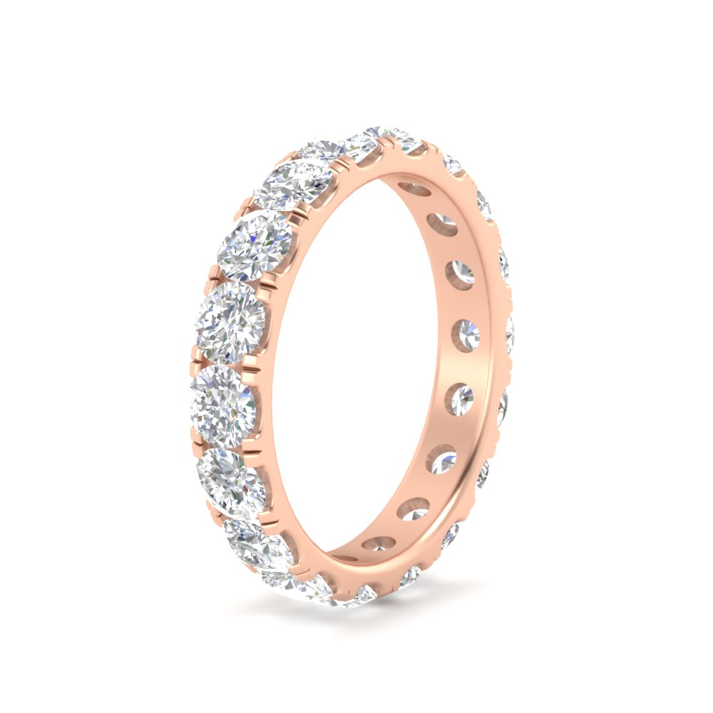 2.50 Ct. Diamond Double Prong Eternity Wedding Band with 14K Rose Gold White Diamond
