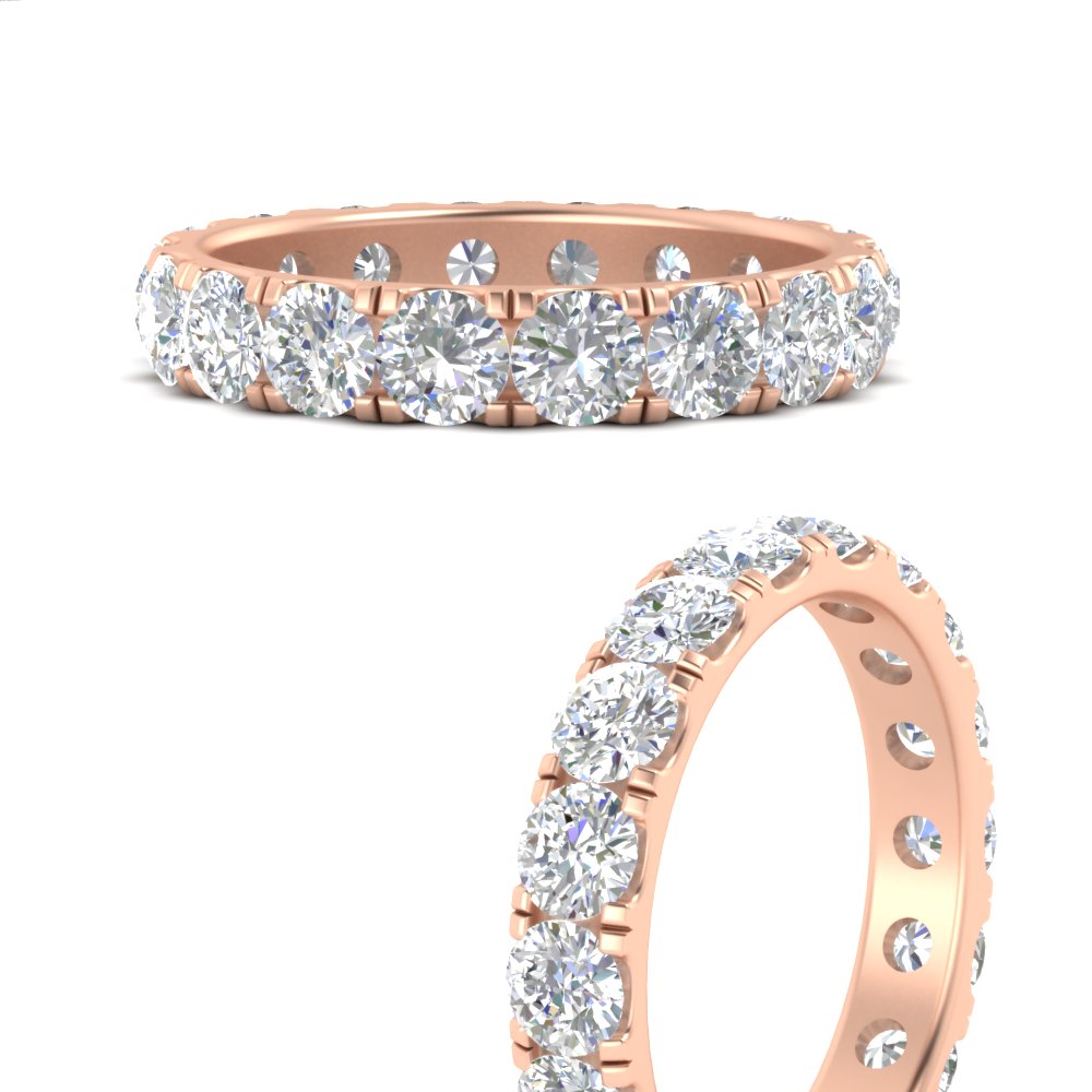 2.50 Ct. Diamond Double Prong Eternity Wedding Band with 14K Rose Gold White Diamond