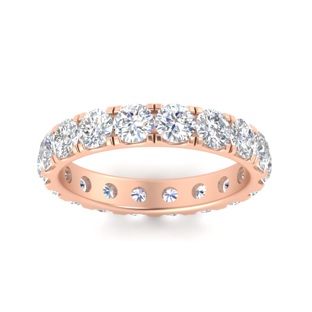 2.50 Ct. Diamond Double Prong Eternity Wedding Band with 14K Rose Gold White Diamond