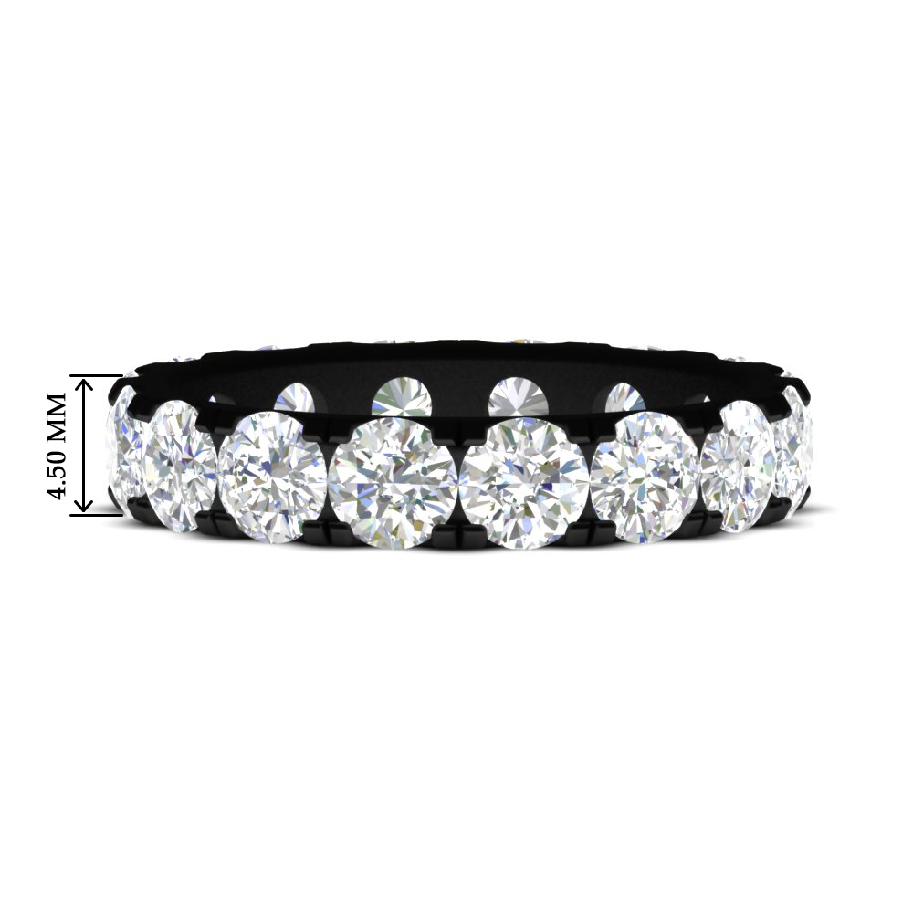 4 Carat Double Prong Eternity Black Wedding Band Diamond with 14K Black Gold White Diamond
