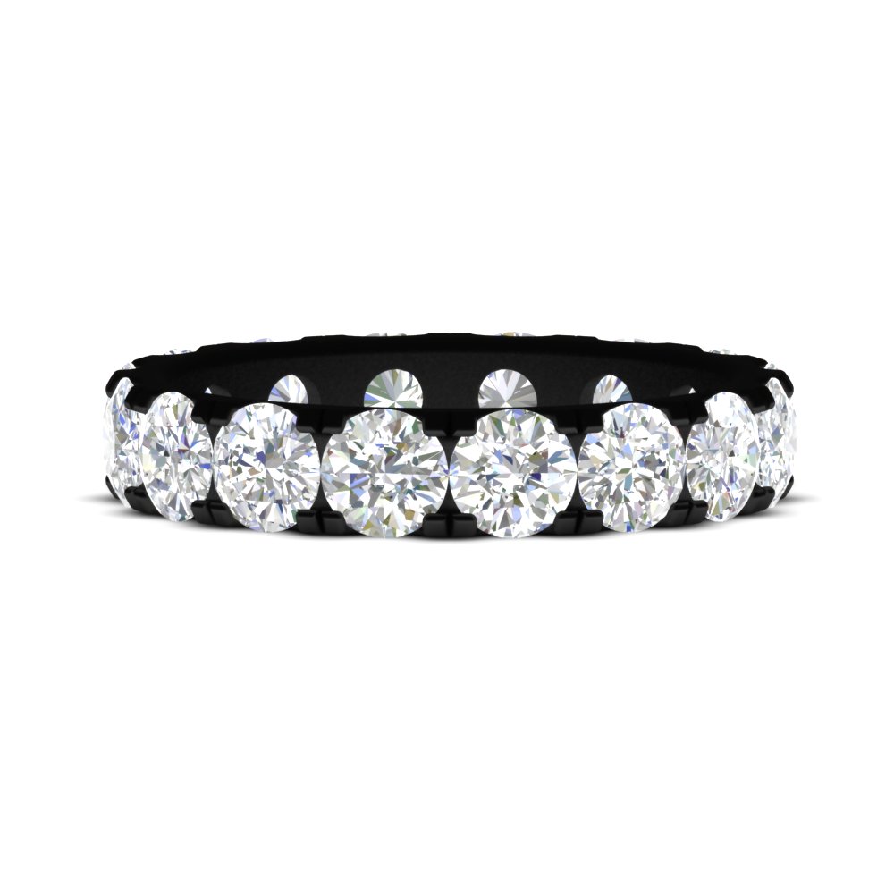 4 Carat Double Prong Eternity Black Wedding Band Diamond with 14K Black Gold White Diamond