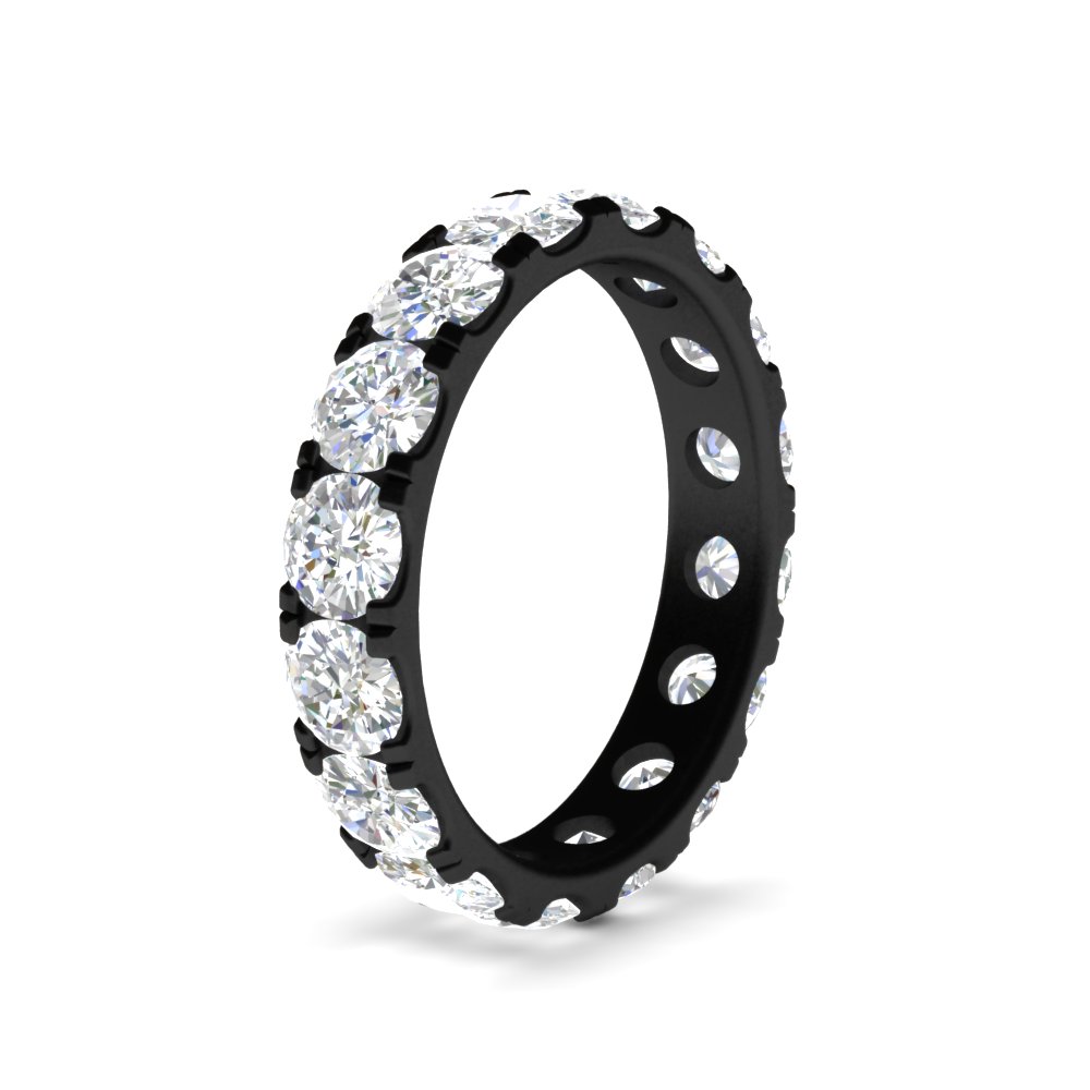 4 Carat Double Prong Eternity Black Wedding Band Diamond with 14K Black Gold White Diamond