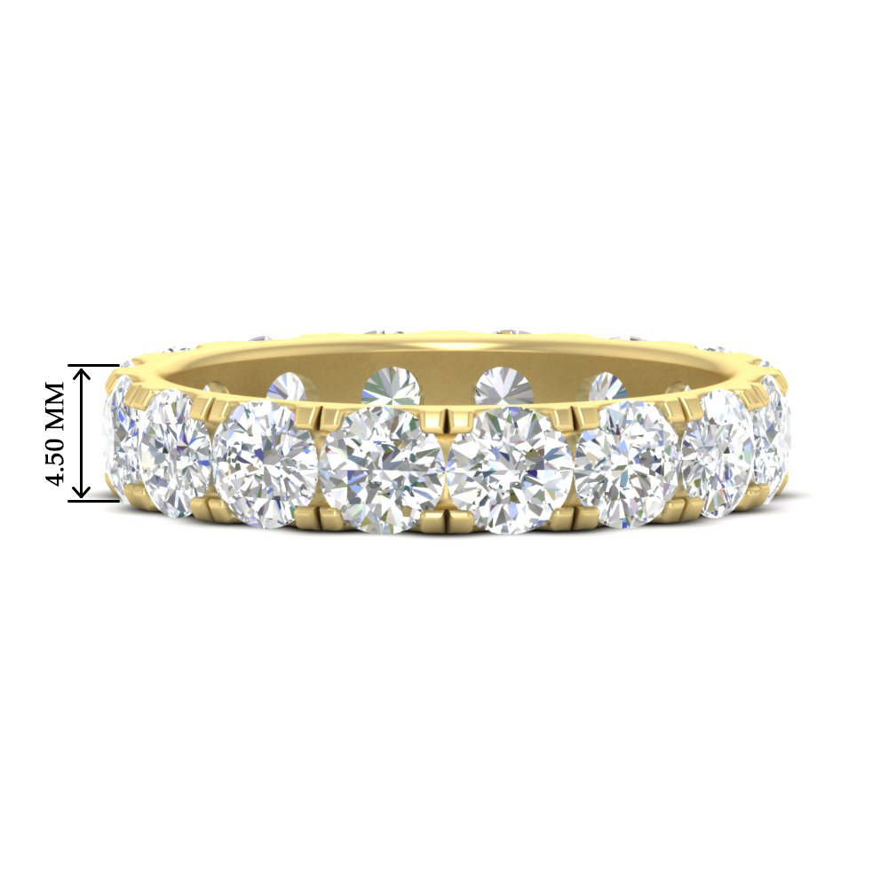 4 Carat Double Prong Eternity Wedding Band Diamond with 14K Yellow Gold White Diamond