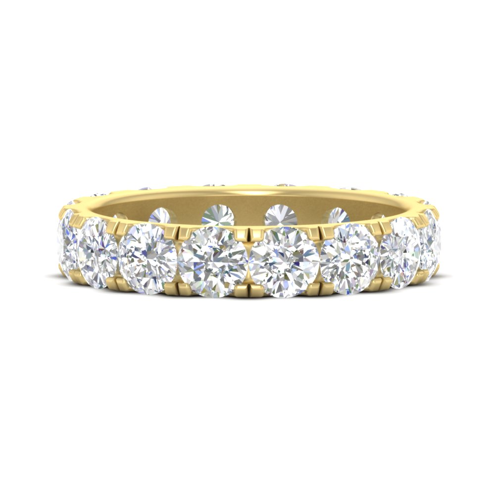4 Carat Double Prong Eternity Wedding Band Diamond with 14K Yellow Gold White Diamond