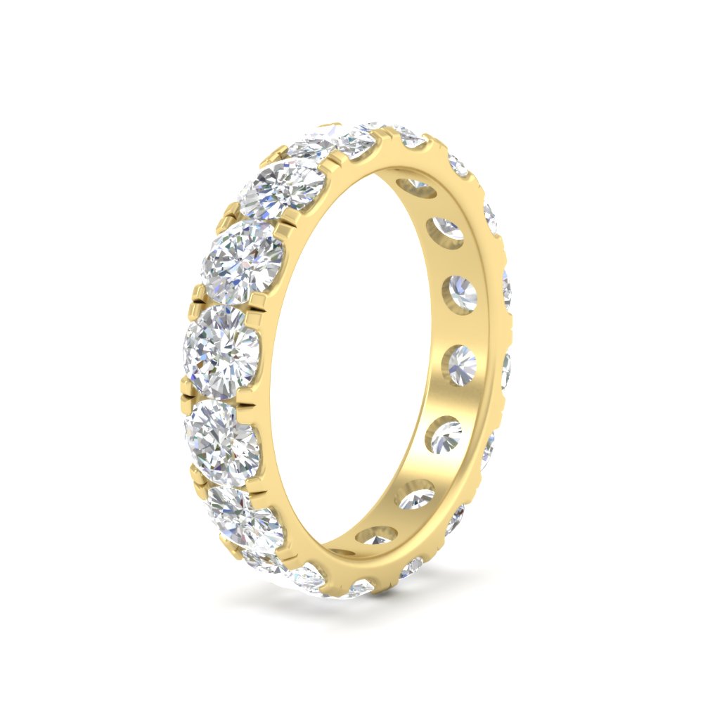 4 Carat Double Prong Eternity Wedding Band Diamond with 14K Yellow Gold White Diamond