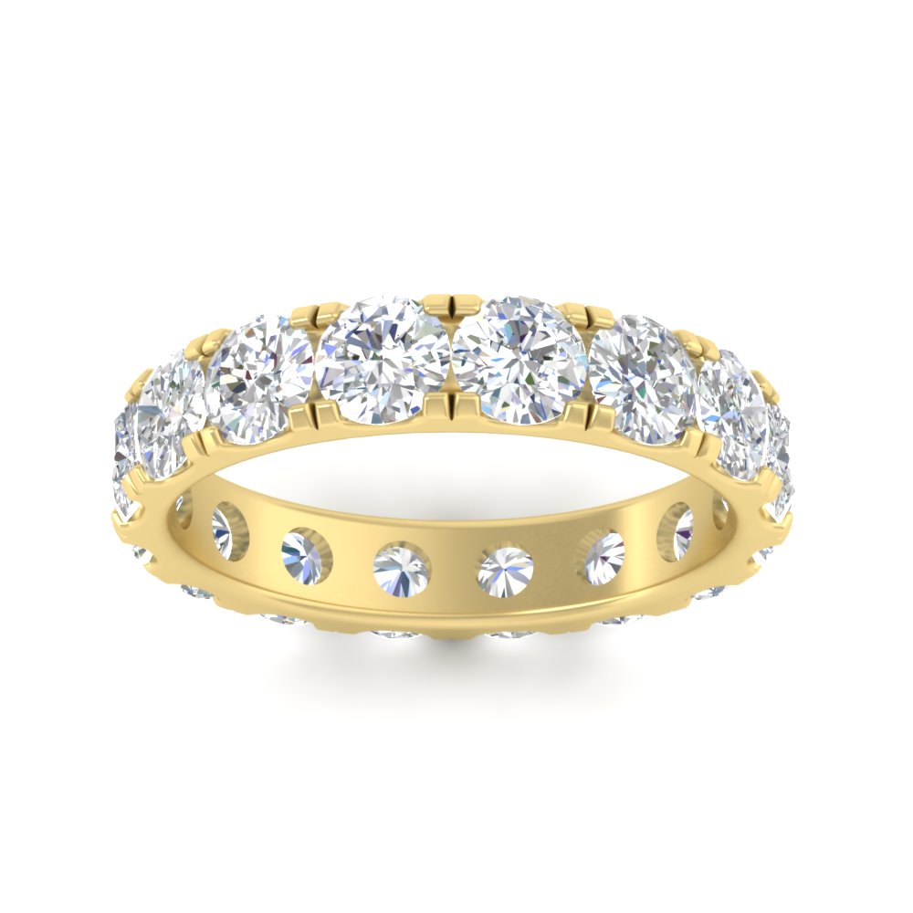 4 Carat Double Prong Eternity Wedding Band Diamond with 14K Yellow Gold White Diamond