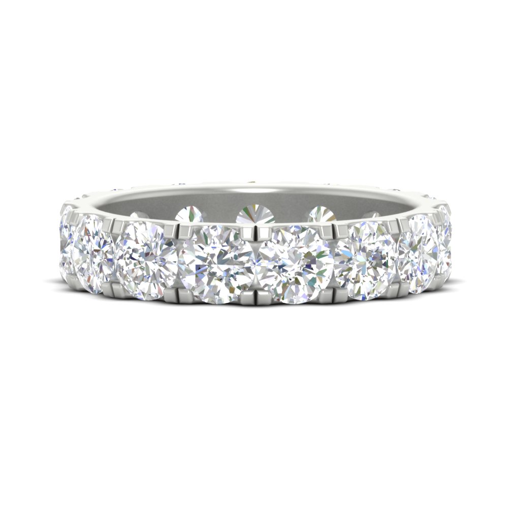 5 Carat Double Prong Eternity Wedding Band Diamond with 14K White Gold White Diamond