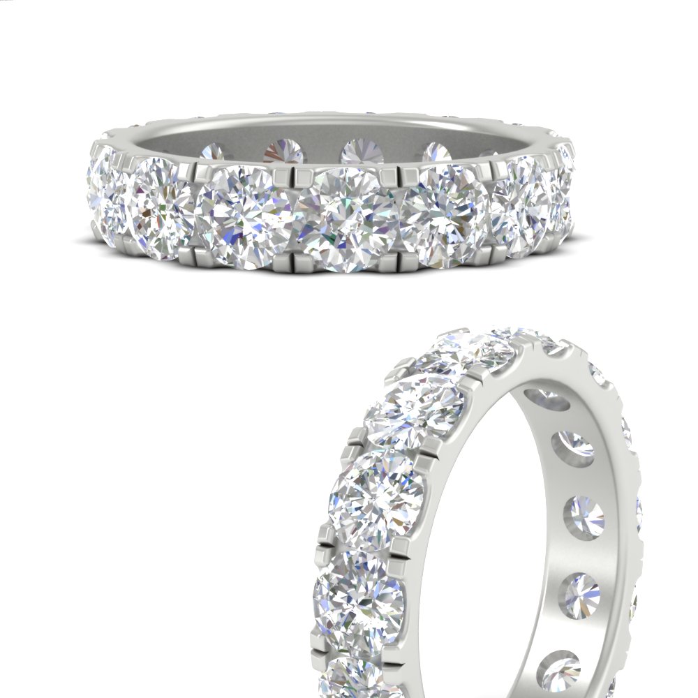 5 Carat Double Prong Eternity Wedding Band Diamond with 14K White Gold White Diamond
