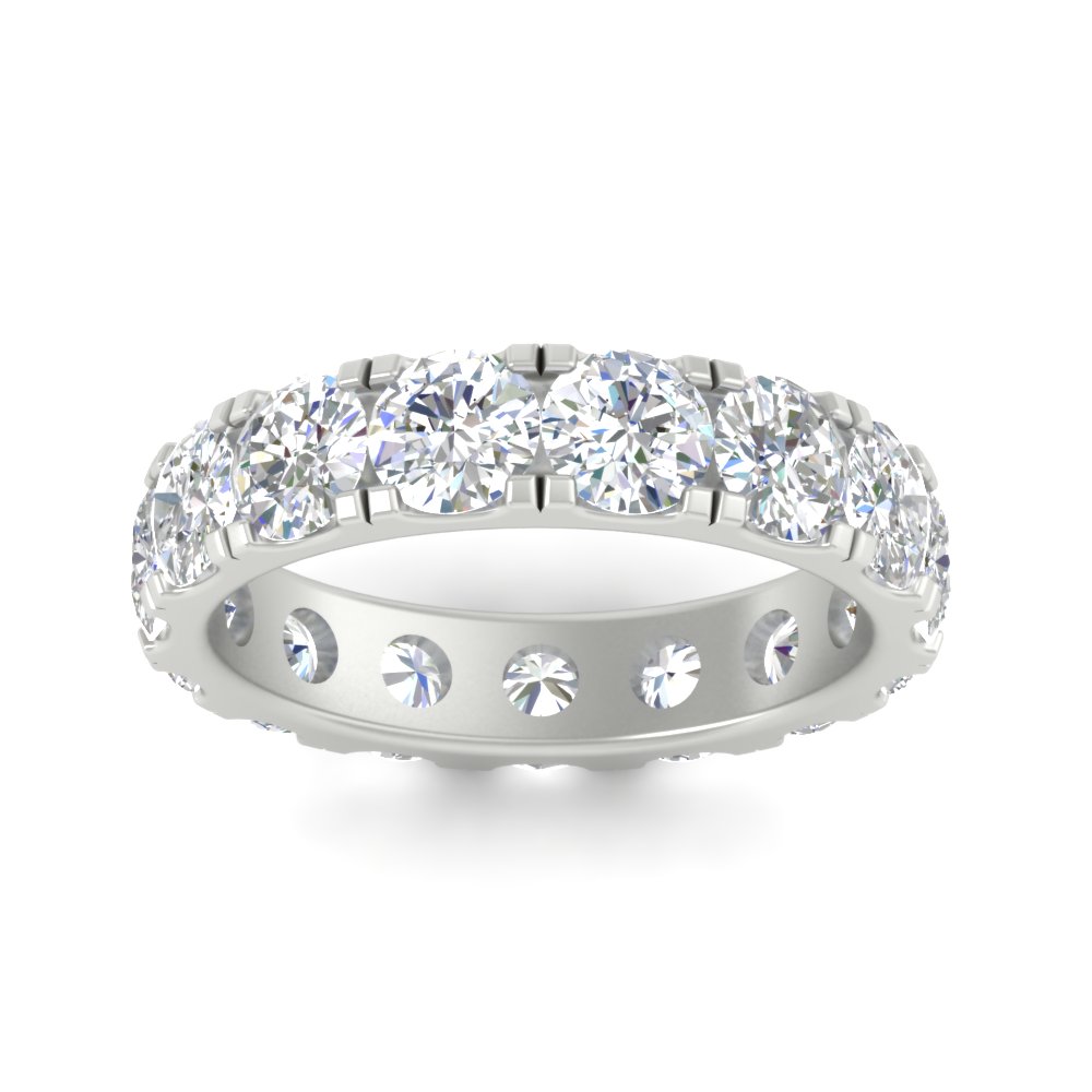 5 Carat Double Prong Eternity Wedding Band Diamond with 14K White Gold White Diamond