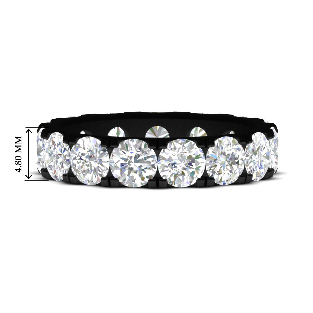 5 Carat Double Prong Eternity Wedding Black Band Diamond with 14K Black Gold White Diamond