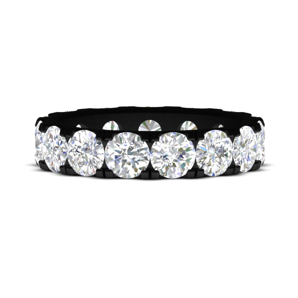5 Carat Double Prong Eternity Wedding Black Band Diamond with 14K Black Gold White Diamond