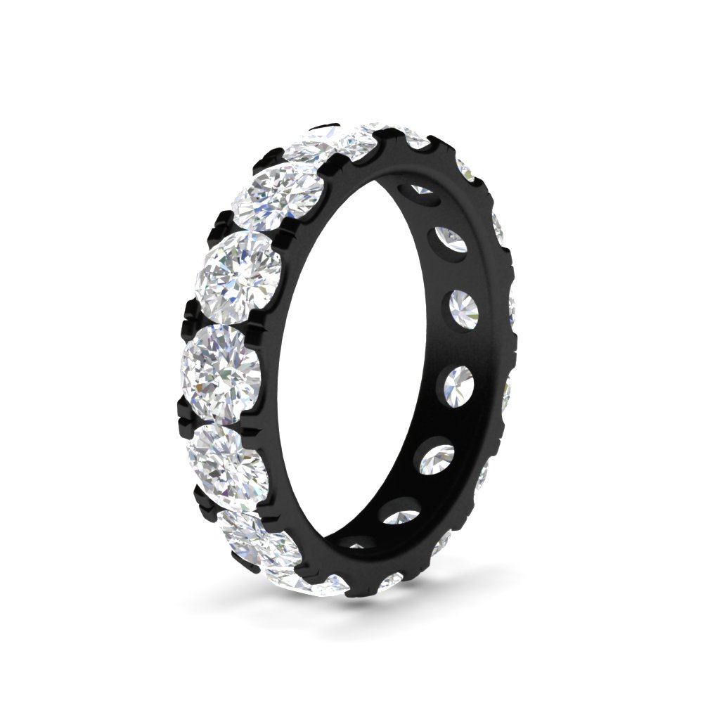 5 Carat Double Prong Eternity Wedding Black Band Diamond with 14K Black Gold White Diamond
