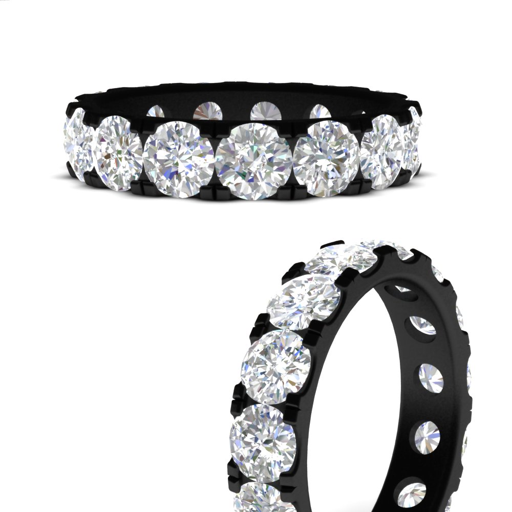 5 Carat Double Prong Eternity Wedding Black Band Diamond with 14K Black Gold White Diamond