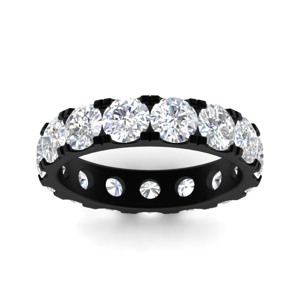 5 Carat Double Prong Eternity Wedding Black Band Diamond with 14K Black Gold White Diamond